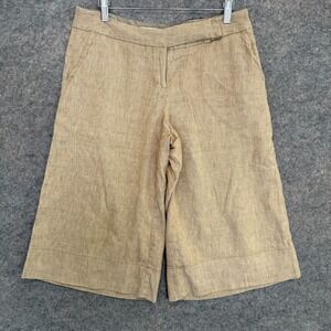 Trina Turk Cropped Wide Leg Capri Pants Womens 8 Beige Brown W30 17" Inseam